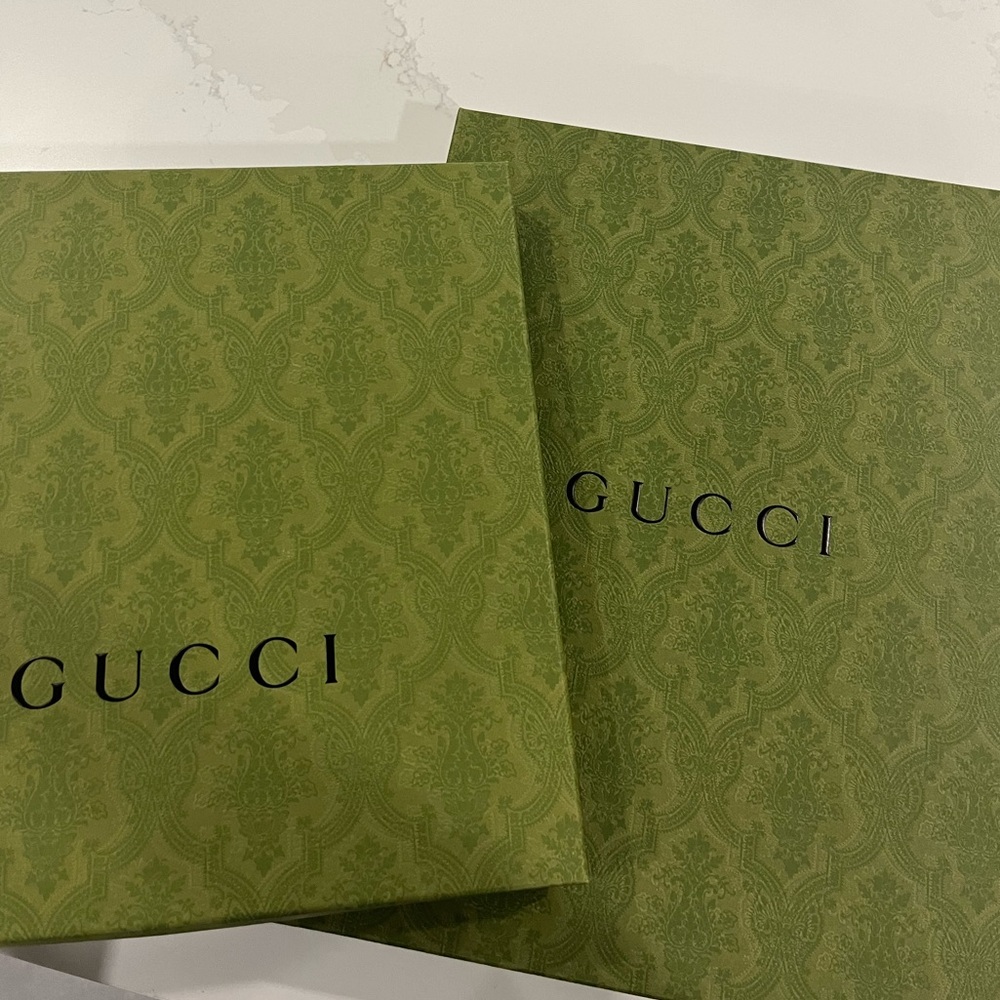 NEW Authentic Green Embossed Gucci Gift Box Medium/ Slim Set of Two